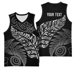 Aotearoa Personalized Lawn Bowls Maori Basketball Jersey New Zealand Black Tribal Silver Fern - Aussie Hoodie