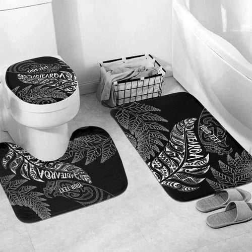 Aotearoa Personalized Lawn Bowls Maori Bathroom Set New Zealand Black Tribal Silver Fern - Aussie Hoodie