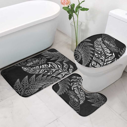 Aotearoa Personalized Lawn Bowls Maori Bathroom Set New Zealand Black Tribal Silver Fern - Aussie Hoodie