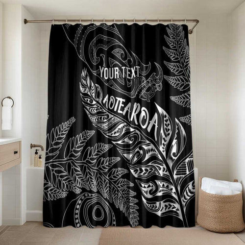 Aotearoa Personalized Lawn Bowls Maori Bathroom Set New Zealand Black Tribal Silver Fern - Aussie Hoodie