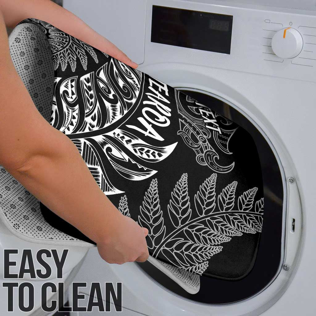 Aotearoa Personalized Lawn Bowls Maori Bathroom Set New Zealand Black Tribal Silver Fern - Aussie Hoodie