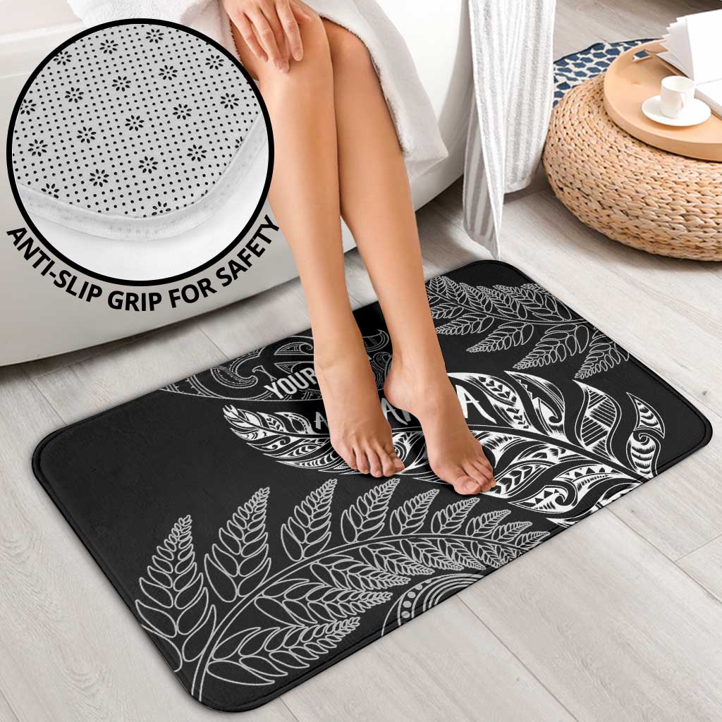 Aotearoa Personalized Lawn Bowls Maori Bathroom Set New Zealand Black Tribal Silver Fern - Aussie Hoodie