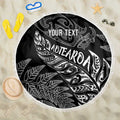 Aotearoa Personalized Lawn Bowls Maori Beach Blanket New Zealand Black Tribal Silver Fern - Aussie Hoodie