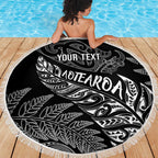 Aotearoa Personalized Lawn Bowls Maori Beach Blanket New Zealand Black Tribal Silver Fern - Aussie Hoodie