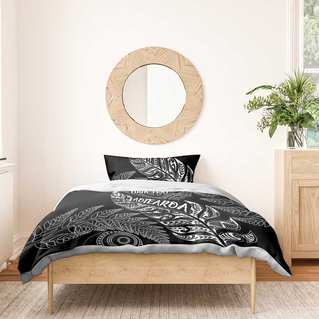 Aotearoa Personalized Lawn Bowls Maori Bedding Set New Zealand Black Tribal Silver Fern - Aussie Hoodie