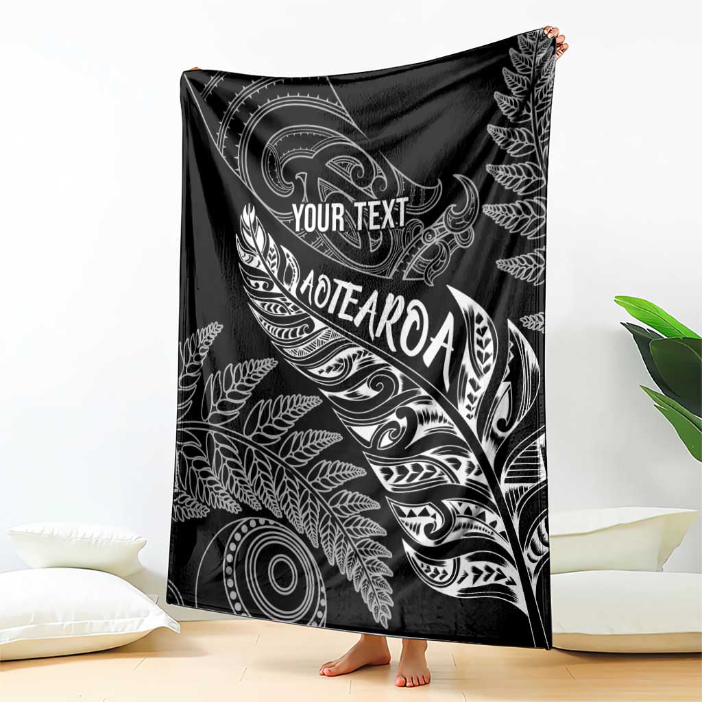 Aotearoa Personalized Lawn Bowls Maori Blanket New Zealand Black Tribal Silver Fern - Aussie Hoodie