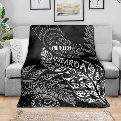 Aotearoa Personalized Lawn Bowls Maori Blanket New Zealand Black Tribal Silver Fern - Aussie Hoodie