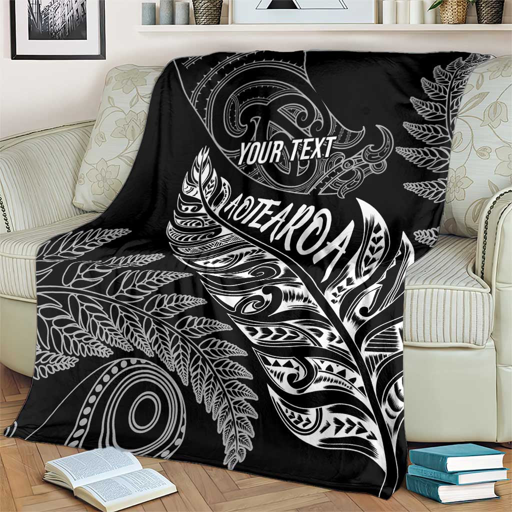 Aotearoa Personalized Lawn Bowls Maori Blanket New Zealand Black Tribal Silver Fern - Aussie Hoodie