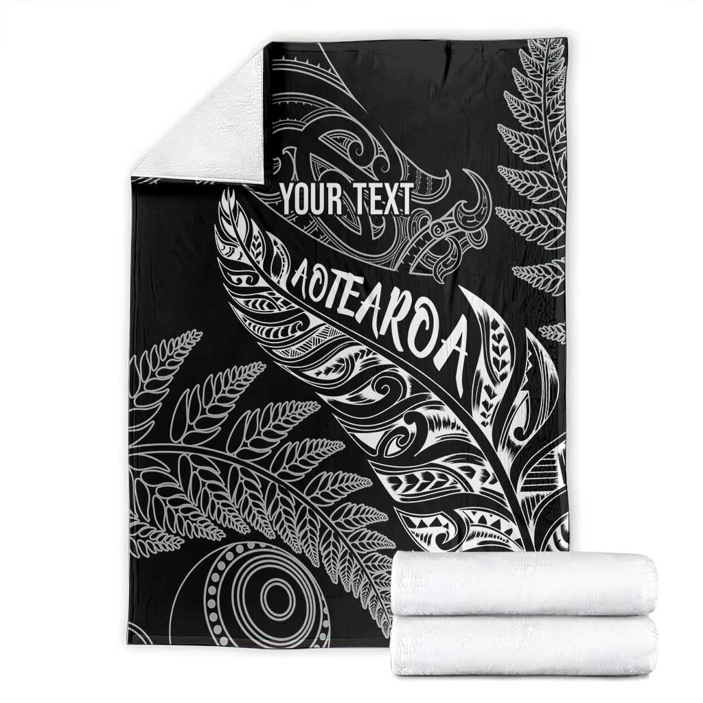 Aotearoa Personalized Lawn Bowls Maori Blanket New Zealand Black Tribal Silver Fern - Aussie Hoodie