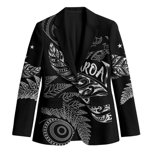 Aotearoa Personalized Lawn Bowls Maori Blazer New Zealand Black Tribal Silver Fern - Aussie Hoodie