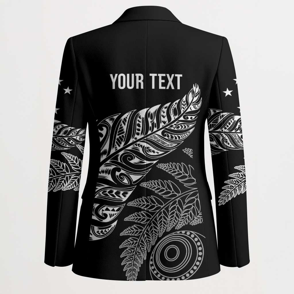 Aotearoa Personalized Lawn Bowls Maori Blazer New Zealand Black Tribal Silver Fern - Aussie Hoodie