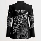 Aotearoa Personalized Lawn Bowls Maori Blazer New Zealand Black Tribal Silver Fern - Aussie Hoodie