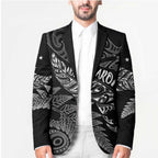 Aotearoa Personalized Lawn Bowls Maori Blazer New Zealand Black Tribal Silver Fern - Aussie Hoodie