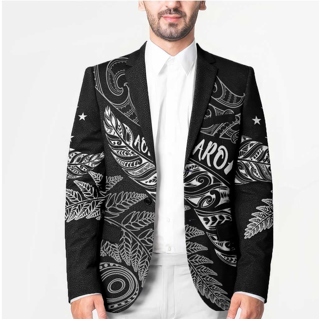 Aotearoa Personalized Lawn Bowls Maori Blazer New Zealand Black Tribal Silver Fern - Aussie Hoodie