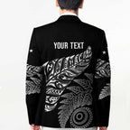 Aotearoa Personalized Lawn Bowls Maori Blazer New Zealand Black Tribal Silver Fern - Aussie Hoodie