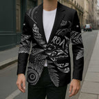 Aotearoa Personalized Lawn Bowls Maori Blazer New Zealand Black Tribal Silver Fern - Aussie Hoodie