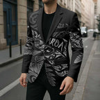 Aotearoa Personalized Lawn Bowls Maori Blazer New Zealand Black Tribal Silver Fern - Aussie Hoodie