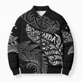 Aotearoa Personalized Lawn Bowls Maori Bomber Puffer Jacket New Zealand Black Tribal Silver Fern - Aussie Hoodie