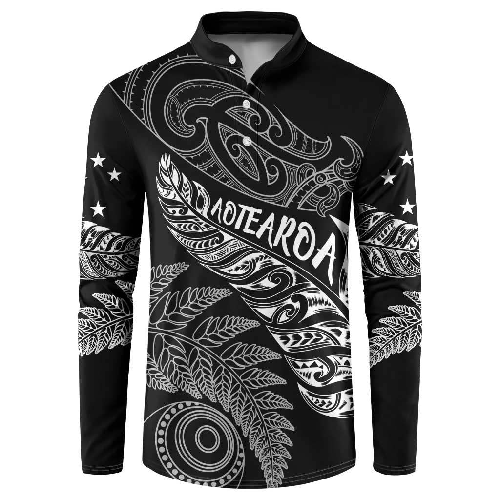 Aotearoa Personalized Lawn Bowls Maori Button Sweatshirt New Zealand Black Tribal Silver Fern - Aussie Hoodie