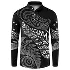 Aotearoa Personalized Lawn Bowls Maori Button Sweatshirt New Zealand Black Tribal Silver Fern - Aussie Hoodie