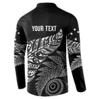 Aotearoa Personalized Lawn Bowls Maori Button Sweatshirt New Zealand Black Tribal Silver Fern - Aussie Hoodie