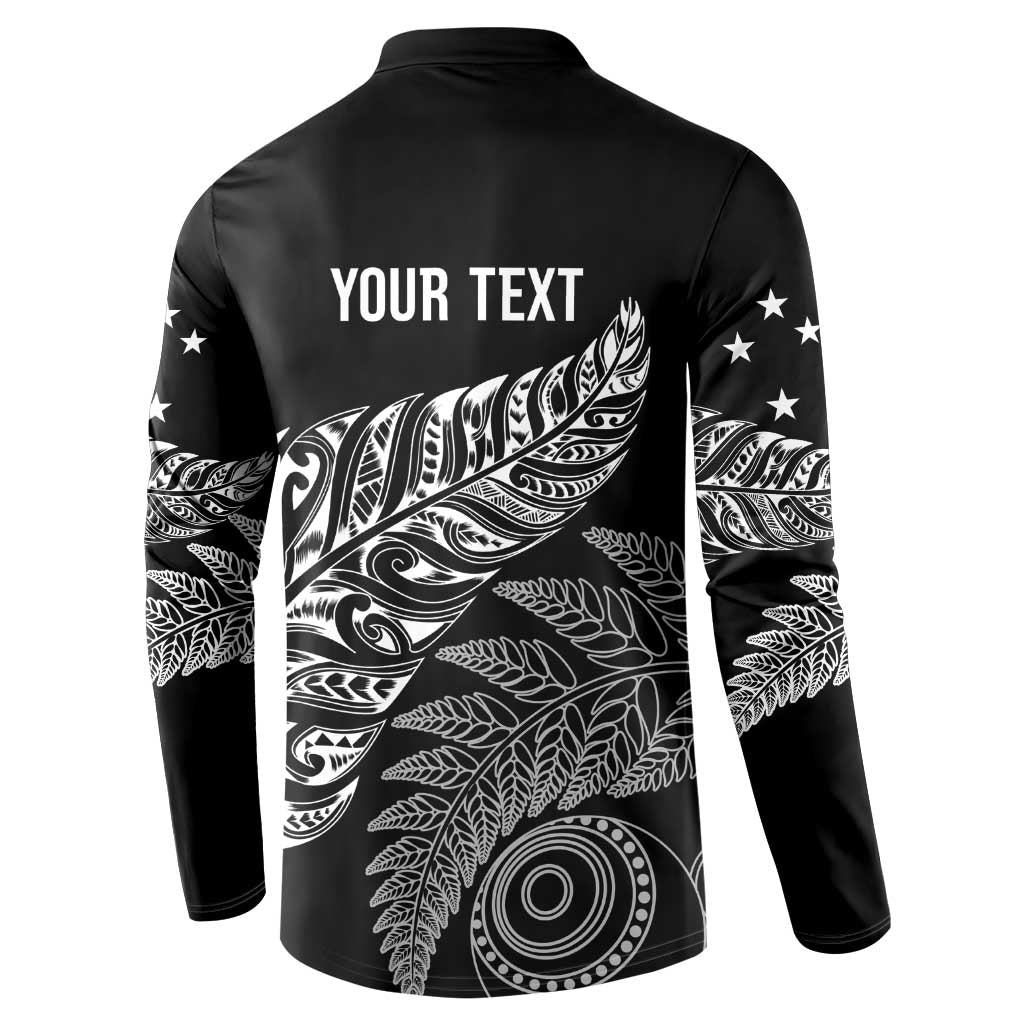 Aotearoa Personalized Lawn Bowls Maori Button Sweatshirt New Zealand Black Tribal Silver Fern - Aussie Hoodie