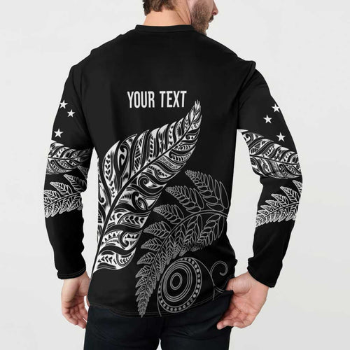 Aotearoa Personalized Lawn Bowls Maori Button Sweatshirt New Zealand Black Tribal Silver Fern - Aussie Hoodie