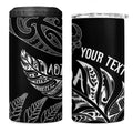 Aotearoa Personalized Lawn Bowls Maori 4 in 1 Can Cooler Tumbler New Zealand Black Tribal Silver Fern - Aussie Hoodie