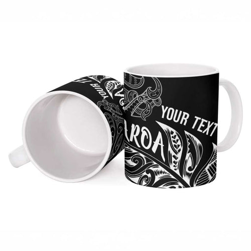 Aotearoa Personalized Lawn Bowls Maori Ceramic Mug New Zealand Black Tribal Silver Fern - Aussie Hoodie