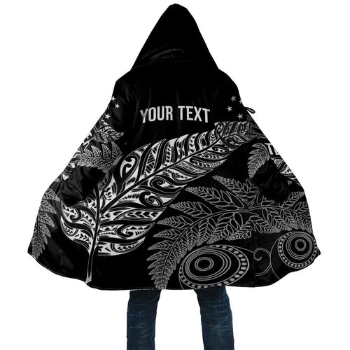 Aotearoa Personalized Lawn Bowls Maori Cloak New Zealand Black Tribal Silver Fern - Aussie Hoodie