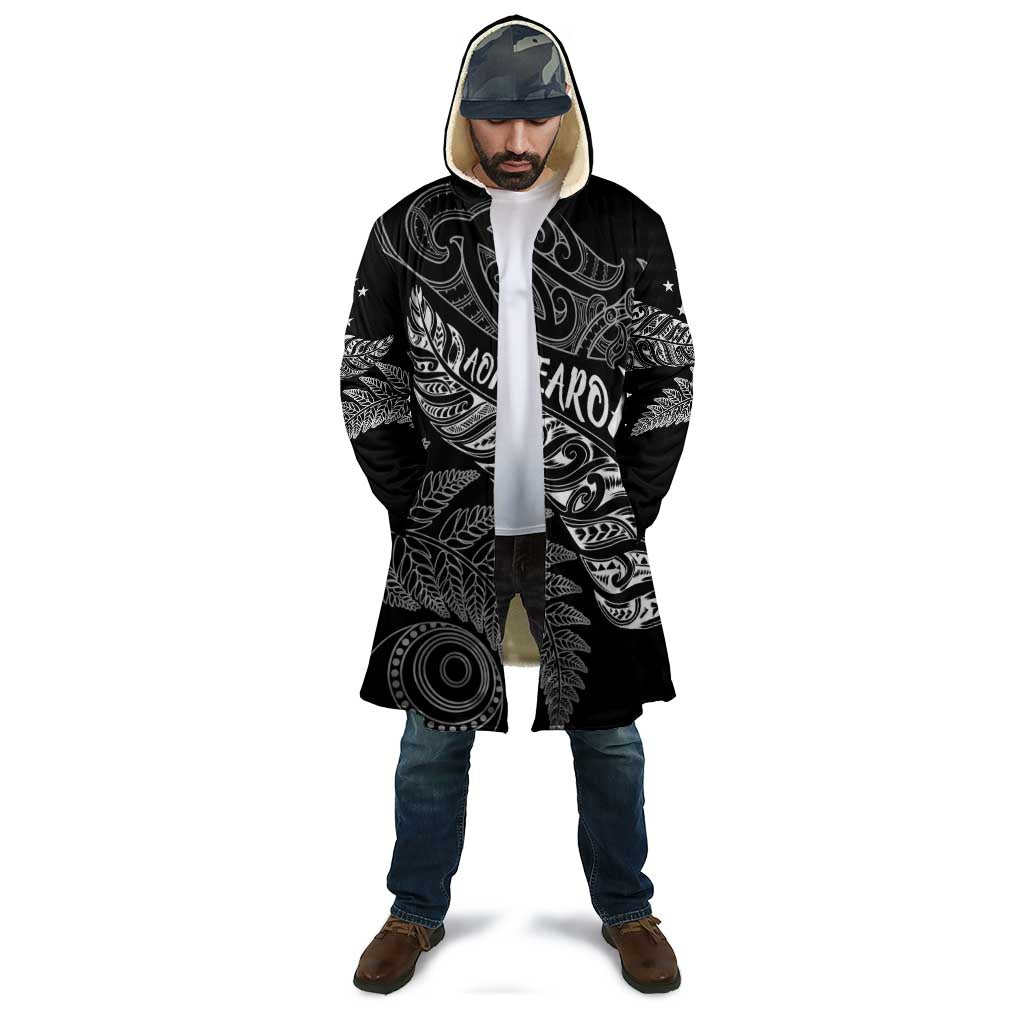 Aotearoa Personalized Lawn Bowls Maori Cloak New Zealand Black Tribal Silver Fern - Aussie Hoodie