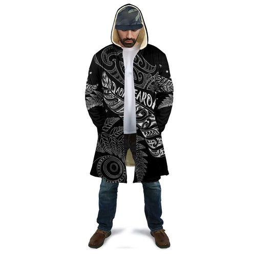 Aotearoa Personalized Lawn Bowls Maori Cloak New Zealand Black Tribal Silver Fern - Aussie Hoodie