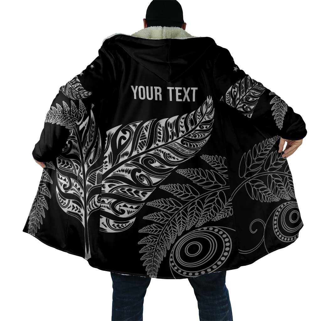Aotearoa Personalized Lawn Bowls Maori Cloak New Zealand Black Tribal Silver Fern - Aussie Hoodie