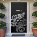 Aotearoa Personalized Lawn Bowls Maori Door Cover New Zealand Black Tribal Silver Fern - Aussie Hoodie