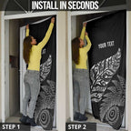Aotearoa Personalized Lawn Bowls Maori Door Cover New Zealand Black Tribal Silver Fern - Aussie Hoodie
