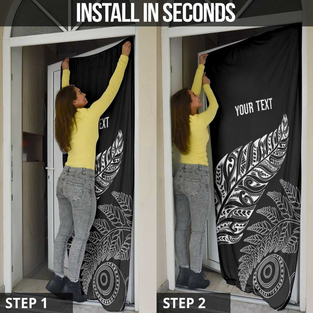 Aotearoa Personalized Lawn Bowls Maori Door Cover New Zealand Black Tribal Silver Fern - Aussie Hoodie