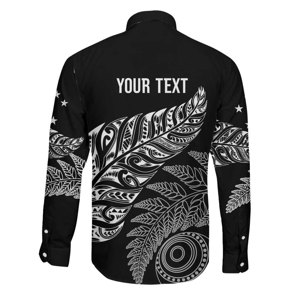 Aotearoa Personalized Lawn Bowls Maori Family Matching Long Sleeve Bodycon Dress and Hawaiian Shirt New Zealand Black Tribal Silver Fern - Aussie Hoodie