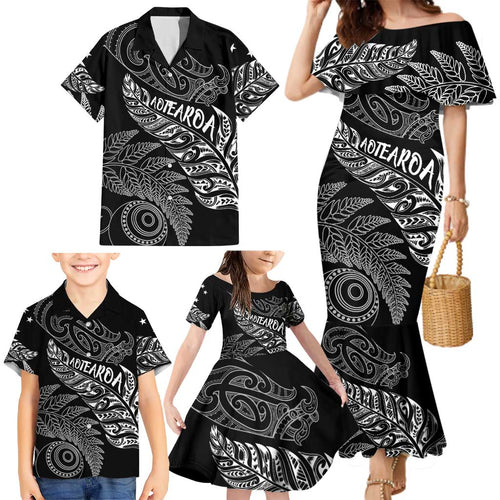 Aotearoa Personalized Lawn Bowls Maori Family Matching Mermaid Dress and Hawaiian Shirt New Zealand Black Tribal Silver Fern - Aussie Hoodie