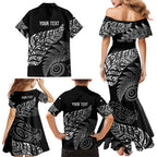 Aotearoa Personalized Lawn Bowls Maori Family Matching Mermaid Dress and Hawaiian Shirt New Zealand Black Tribal Silver Fern - Aussie Hoodie