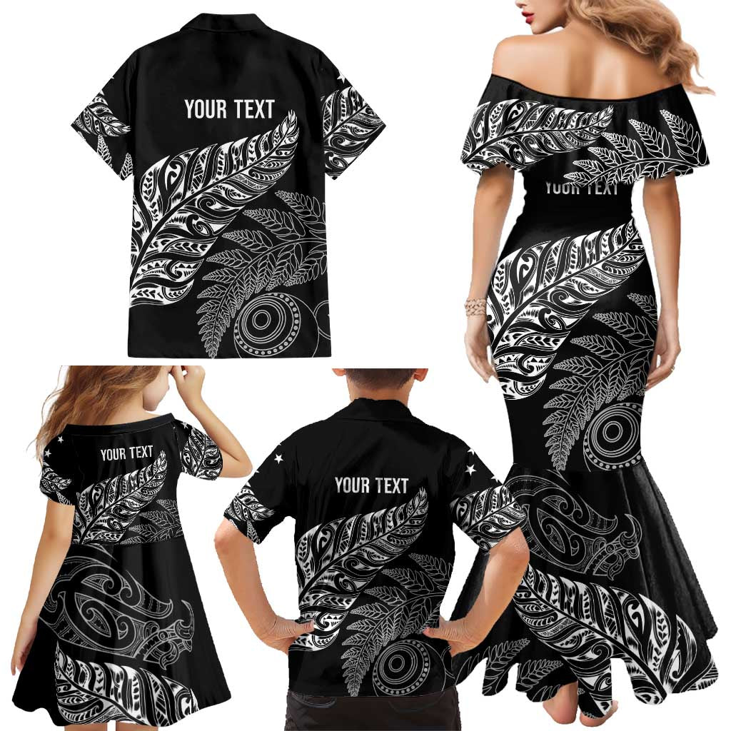 Aotearoa Personalized Lawn Bowls Maori Family Matching Mermaid Dress and Hawaiian Shirt New Zealand Black Tribal Silver Fern - Aussie Hoodie
