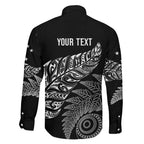 Aotearoa Personalized Lawn Bowls Maori Family Matching Off The Shoulder Long Sleeve Dress and Hawaiian Shirt New Zealand Black Tribal Silver Fern - Aussie Hoodie