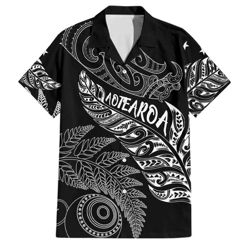 Aotearoa Personalized Lawn Bowls Maori Family Matching Off Shoulder Short Dress and Hawaiian Shirt New Zealand Black Tribal Silver Fern - Aussie Hoodie