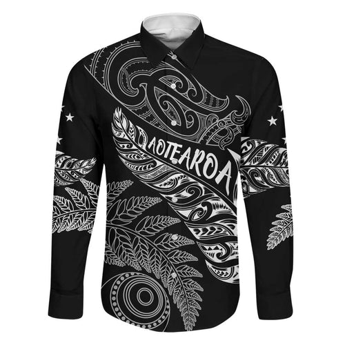 Aotearoa Personalized Lawn Bowls Maori Family Matching Off Shoulder Short Dress and Hawaiian Shirt New Zealand Black Tribal Silver Fern - Aussie Hoodie