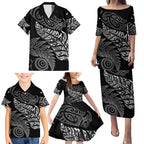 Aotearoa Personalized Lawn Bowls Maori Family Matching Puletasi and Hawaiian Shirt New Zealand Black Tribal Silver Fern - Aussie Hoodie