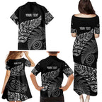 Aotearoa Personalized Lawn Bowls Maori Family Matching Puletasi and Hawaiian Shirt New Zealand Black Tribal Silver Fern - Aussie Hoodie