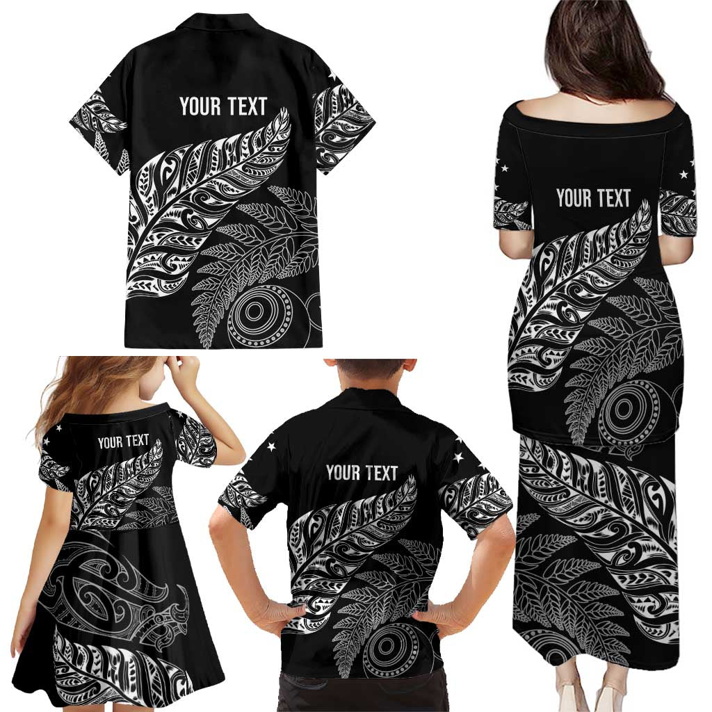 Aotearoa Personalized Lawn Bowls Maori Family Matching Puletasi and Hawaiian Shirt New Zealand Black Tribal Silver Fern - Aussie Hoodie