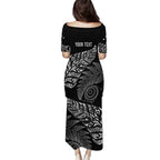 Aotearoa Personalized Lawn Bowls Maori Family Matching Puletasi and Hawaiian Shirt New Zealand Black Tribal Silver Fern - Aussie Hoodie