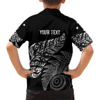 Aotearoa Personalized Lawn Bowls Maori Family Matching Short Sleeve Bodycon Dress and Hawaiian Shirt New Zealand Black Tribal Silver Fern - Aussie Hoodie