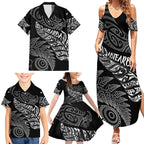Aotearoa Personalized Lawn Bowls Maori Family Matching Summer Maxi Dress and Hawaiian Shirt New Zealand Black Tribal Silver Fern - Aussie Hoodie