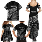 Aotearoa Personalized Lawn Bowls Maori Family Matching Summer Maxi Dress and Hawaiian Shirt New Zealand Black Tribal Silver Fern - Aussie Hoodie